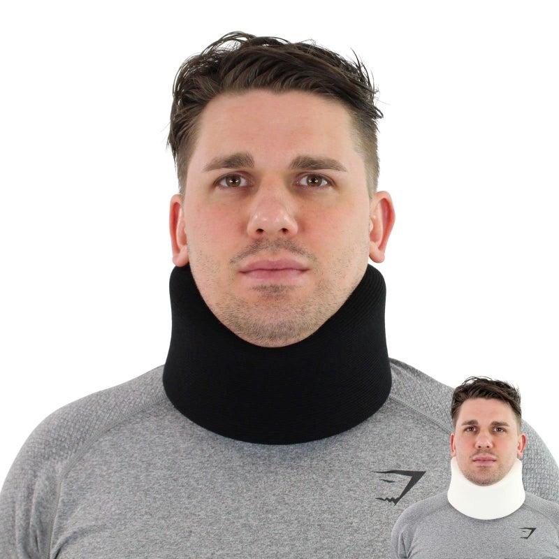 Solace Bracing Perfect Fit Neck Support (2 Colours) - British Made & NHS Supplied Stabilising Neck Collar - #1 Cervical Neck Brace for Pain & Pressure Relief Day or Night - Black, Size 15 (22" x 3.5")